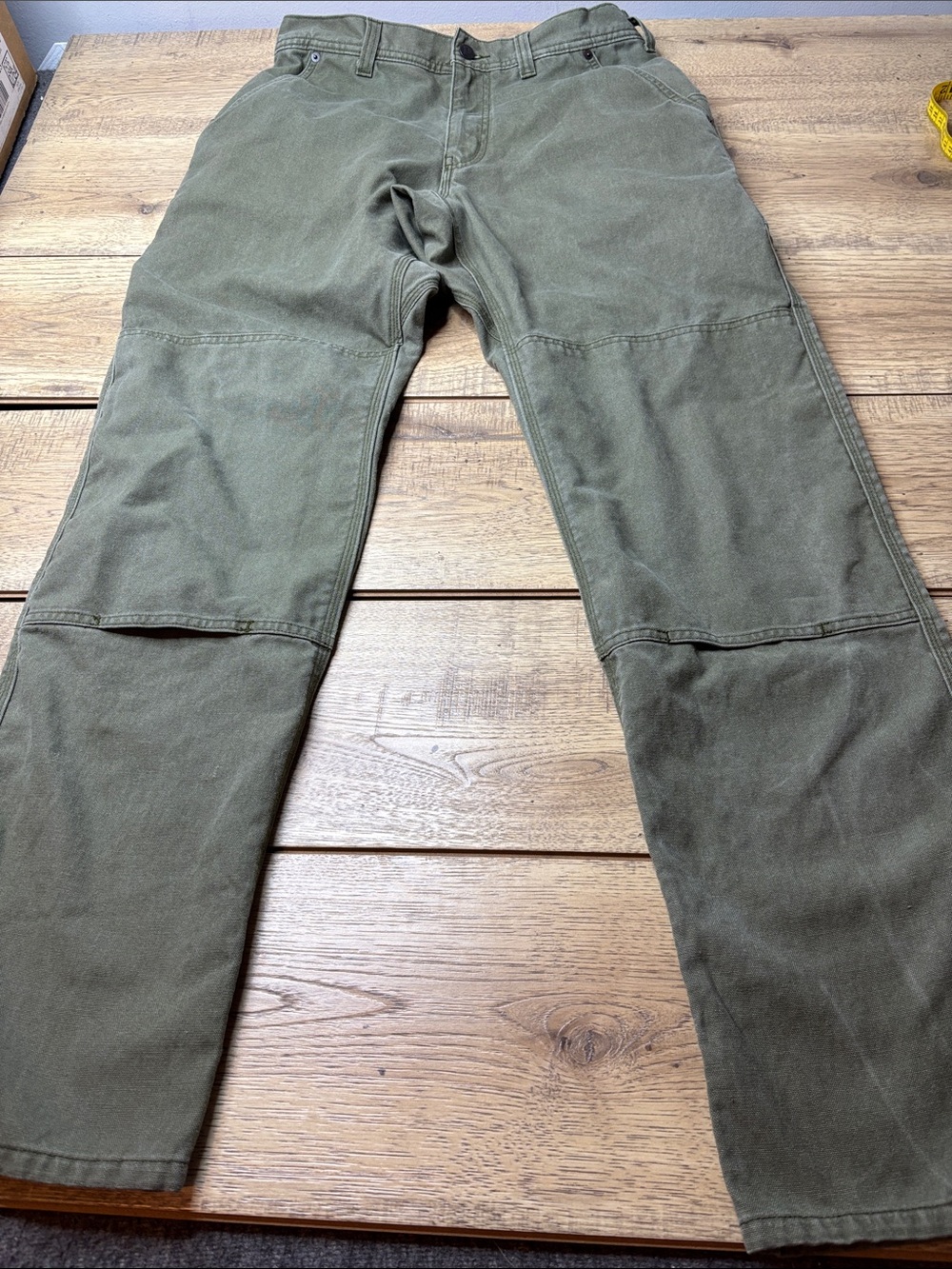 Men’s Patagonia Hemp Double Knee Olive Green Canvas Cargo Work Pants Size 33x34